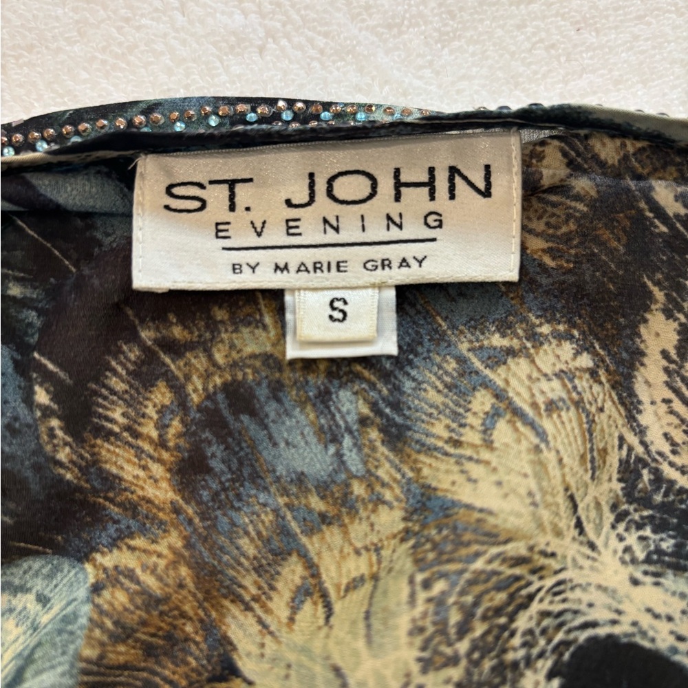 St. John Multicolor Feather Pattern Blouse - image 5